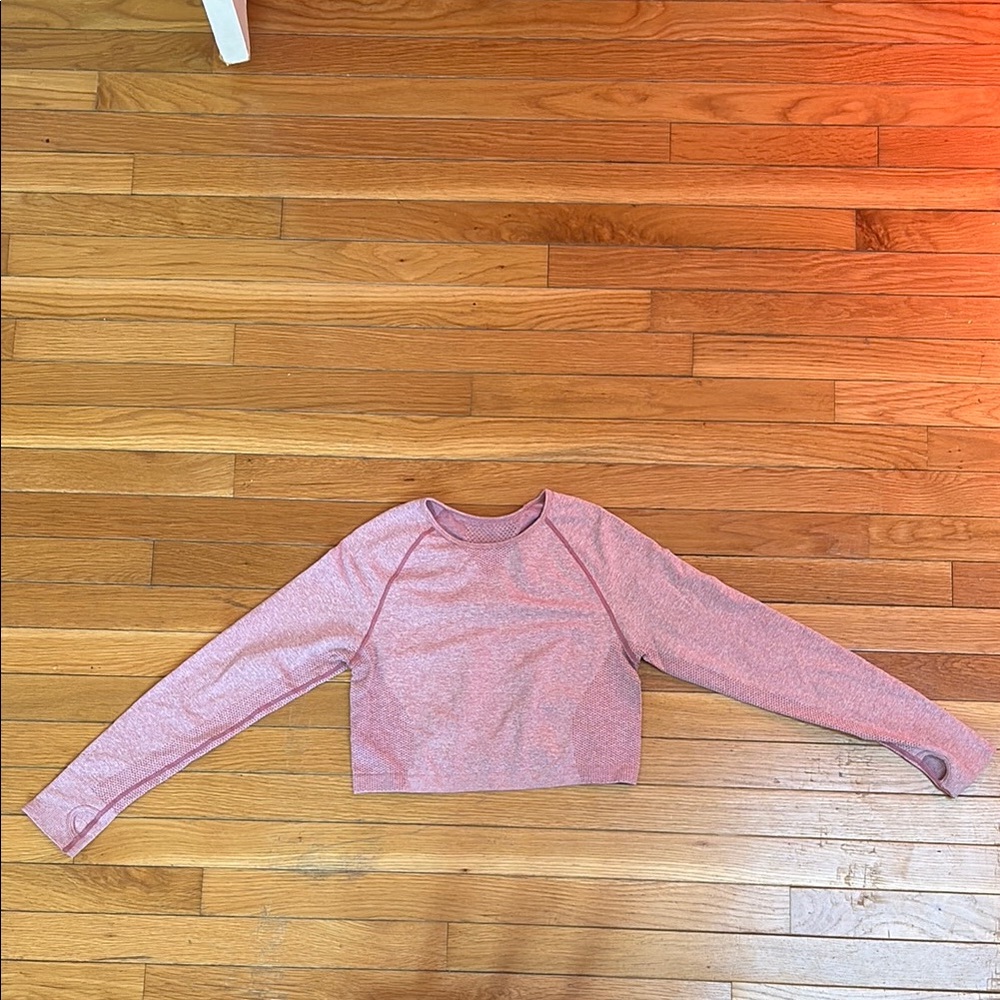 Pink Long Sleeve Tee Casual Crew Neck